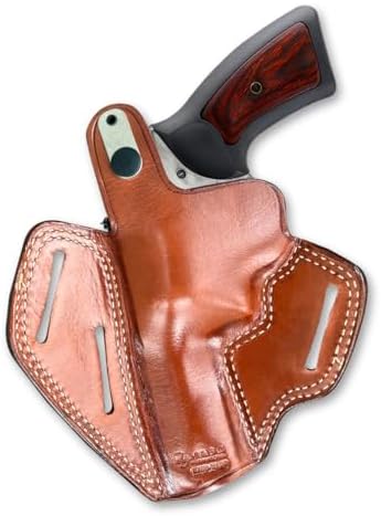 Premium Leather Three Slot OWB Pancake Holster with Thumb Break Fits, GP-100 357 Magnum 4.20" Barrel (Please Choose Your Hand Draw) Brown Color