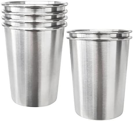 6 Pack 8 oz Stainless Steel Kids Cups, Children's Pint Cups, Stackable Metal Cups, Shatterproof Drinking Glasses