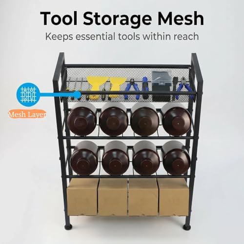 3D Printer UV Resin Bottle Storage Rack, 4 Tier 12 Bottles (1kg) | Carbon Steel Grid Design Heavy Duty Holder