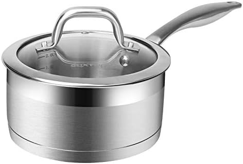 Duxtop Stainless Steel Sauce Pan with Lid, 2.5 Quart Induction Cooking Pot | Saucepan with Stay-Cool Handle, Impact-Bonded Base for Even Heating