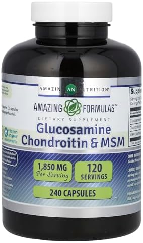 Amazing Formulas Glucosamine Chondroitin & MSM Supplement | 1850 Mg per Serving | 240 Capsules | Non-GMO | Gluten-Free | Made in USA