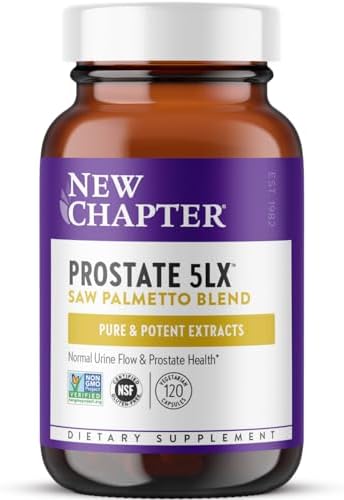 New Chapter Prostate Supplement - Prostate 5LX™ with Clinical Strength Saw Palmetto + Fermented Selenium for Men’s Wellness - 180 ct Vegetarian Capsule