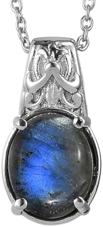 Labradorite 5.60 ctw Pendant Necklace in Stainless Steel 20 Inches