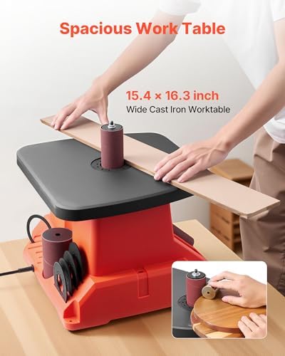 VEVOR Oscillating Spindle Sander, 2400RPM Benchtop Spindle Sander with 6 Sleeves (1/2"-3")