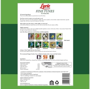 Lyric Fine Tunes Wild Bird Seed Mix - No Waste Bird Food Mix - Attracts Bluebirds, Finches, Chickadees & More - Seed for Outside Feeders - 15 lb Bag | Attracts Bluebirds, Finches, Chickadees and more - Seed for outside feeders