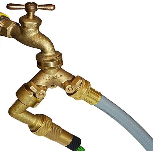 HQMPC Brass Garden Hose Y Valve Hose Splitter Water Garden Hose Adapter 2 Way 3/4" GHT Thread