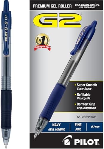 PILOT G2 Pens, 0.7mm, Black Ink, 12-Pack