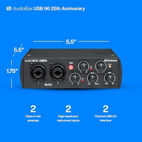 PreSonus AudioBox USB 96 25th Anniversary Studio Recording Package