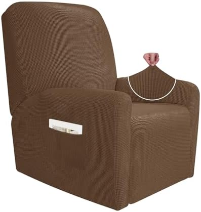 JIVINER Super Stretch Recliner Chair Covers 4 Pieces Sofa Slipcover for Reclining Chair Spandex Soft Recliner Slipcover with Pockets Recliner