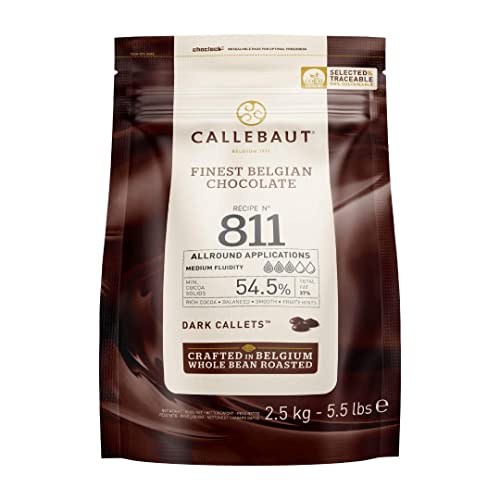 Callebaut Recipe No. 811 Finest Belgian Dark Chocolate Callets 2.5kg Bag | 54.5% min dry cocoa solids, 36.6% fat
