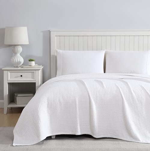 Grand Hotel Lightweight Full/Queen Blanket, 100% Cotton, Pearl Blue | All-natural yarn-dyed mercerized cotton is exceptionally durable, breathable and soft
