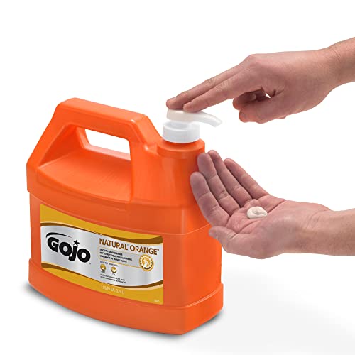 GOJO Natural Orange Smooth Hand Cleaner, Citrus Scent, 1 Gallon Quick Acting Smooth Hand Cleaner Pump Bottle (Pack of 4) - 0945-04