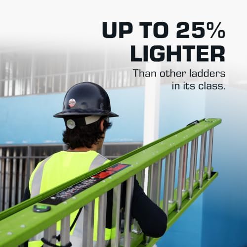 Little Giant HyperLite 16', Extension Ladder, Fiberglass | Lightweight Fiberglass Extension Ladder, Non-Conductive, For Electricians and Contractors