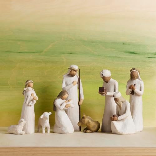 Willow Tree Shepherd and Stable Animals, Sculpted Hand-Painted Nativity Figures, 4-Piece Set | Designed by Artist Susan Lordi, Build the Nativity Scene, a Timeless Holiday Tradition to Display on Mantel or Tabletop