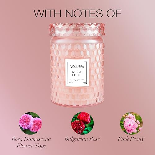 Voluspa Milk Rose, Large Candle Jar, 18 Ounce, 100 Hour Burn Time, Coconut Wax for Clean Burning, Handcrafted in the USA