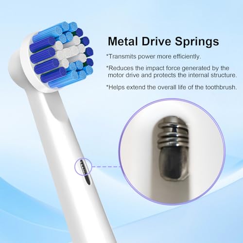 16 Pack Precision Replacement Brush Heads Compatible with Oral B Braun Electric Toothbrush. 8pcs White and 8pcs Black.