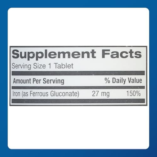 Major 27 mg Ferate Tabs - Ferrous Gluconate Elemental Iron Dietary Supplement - 100 Count (3 Pack)