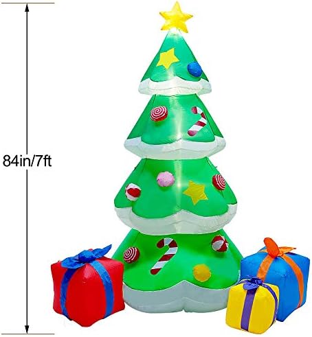 DR.DUDU 7 FT Christmas Tree Inflatable Outdoor Decorations with Led Lights
