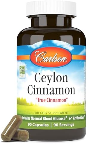 Carlson Ceylon Cinnamon, Cinnamon Supplements, 500 mg, 180 Capsules
