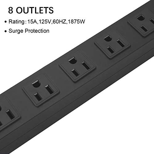 HHOSET Heavy Duty Long 8 Outlets, 14AWG Extension Cord, Black, 6FT, 1