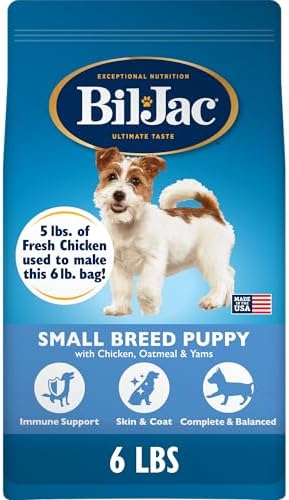 Bil-Jac Small Breed Puppy Dry Dog Food with Chicken, Oatmeal & Yams | 6 lb | Fresh Chicken Is the #1 Ingredient with Probiotics, Easy-to-Chew Bites & Omega Fatty Acids to Support Healthy Puppy Growth