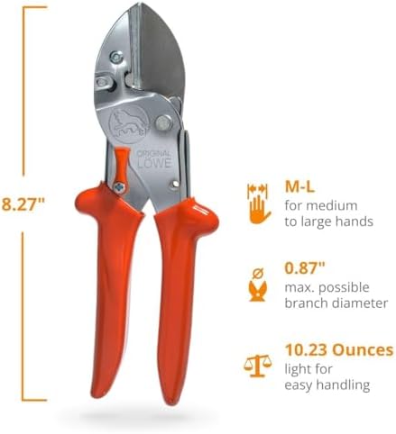 Original LÖWE Professional Anvil Pruner Garden Tools 1.104 | Robust & Sharp Hedge Trimmer | Use As Pruners, Garden Shears, Heavy Duty Handheld