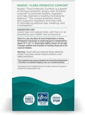 Nordic Naturals Nordic Flora Probiotic Daily, Immune Support - 60 Count | 4 strains, 12 billion CFU. Supports immune health, digestive wellness & optimal gut function. Vegan, Non-GMO. 30 servings.
