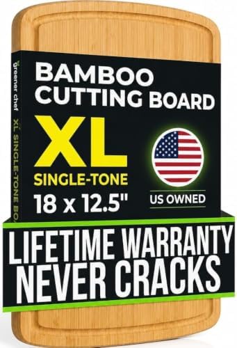 INDESTRUCTABLE Bamboo Cutting Board (Extra Large) with Vertical Grain Strength Technology - Non Toxic, Spacious and Lightweight 18" XL Chopping Board Gift - Replacements for Life