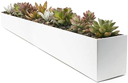Buhbo Modern Metal Trough Rectangle Planter 32 inch, White
