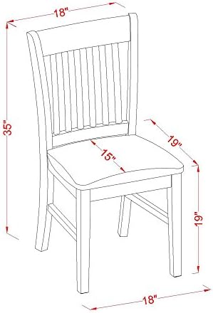 East West Furniture NFC-MAH-W Norfolk Dining Room Chairs - Slat Back Solid Wood Seat Chairs, Set of 2, Mahogany