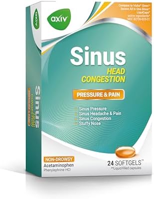 AXIV Sinus Head Congestion & Sinus Severe & Mucus Relief – 24 Softgels Each Bundle