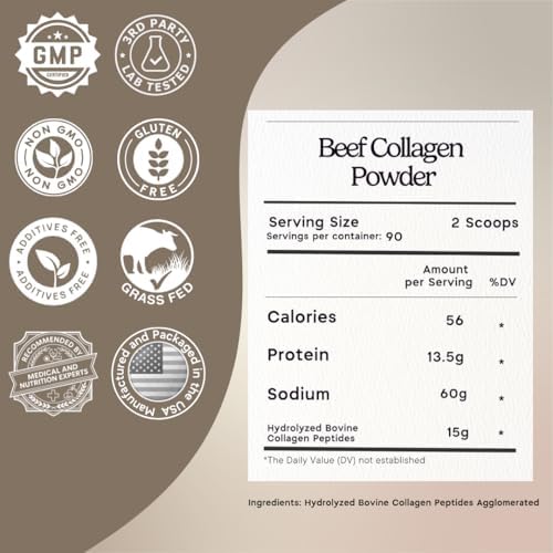 Grass-Fed Agglomerated Hydrolyzed Collagen Peptides 1.5 lb. Anti-Aging Protein for Healthy Hair, Skin & Joints. Paleo Friendly, GMO and Gluten Free, Pasture-Raised Bovine.