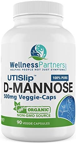 UTI Slip D-Mannose Non GMO Organic Source Veggie Capsules 90 Count (500 Mg)