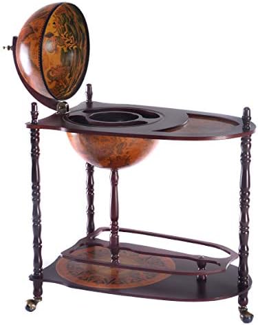 AchieveUSA Vintage Globe Wine Stand Bottle Rack with Extra Shelf