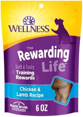 Wellness Rewarding Life Soft Dog Training Treats, Natural, Grain Free, Lamb and Salmon Recipe, 6 oz Bag