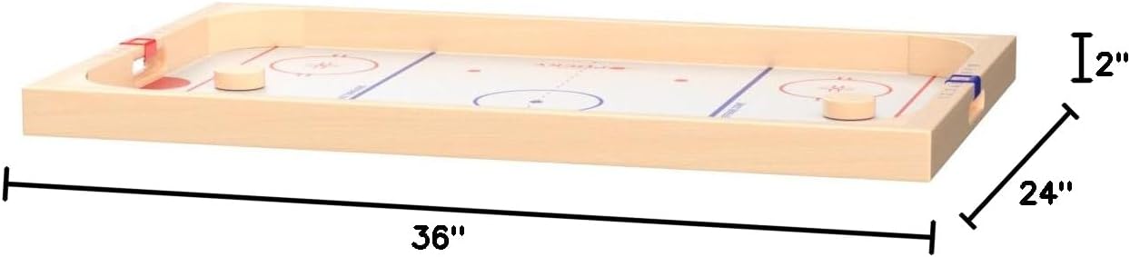 GoSports Hockey Ice Pucky Wooden Table Top Hockey Game for Kids & Adults - Includes 1 Game Board, 2 Hockey Sticks & 3 Pucks