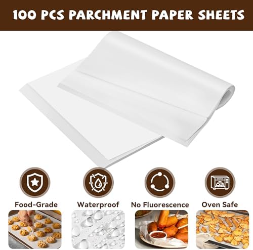 120PCS Air Fryer Liners Disposable for Emeril Lagasse 26QT Air Fryer | Unbleached Non-Stick Parchment Paper Sheets Accessories for Emeril Lagasse French Door 360 Air Fryer 26QT Toaster Oven