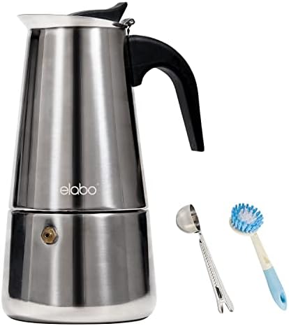elabo Stainless Steel Moka Pot, Stovetop Espresso Maker Machine 10 Cups