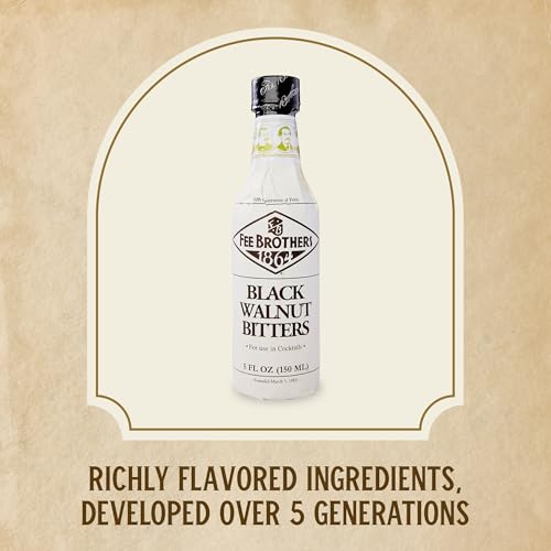 Fee Brothers Black Walnut Cocktail Bitters, 5 fl oz (150ml) | Aromatic Cocktail Mixer & Concentrated Flavoring, Gluten Free, Vegan-Friendly