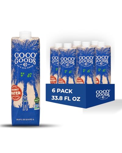 CocoGoodsCo Single-Origin 100% Natural Coconut Water (33.8 FL OZ / 6 pack)