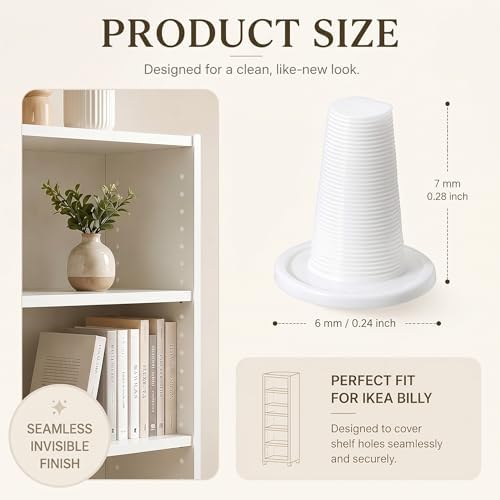 240 Pcs White Hole Plugs Covers Caps Compatible with IKEA Kallax Bookcase Cabinet Shelving 3.5mm Furniture Hole Fillers Compatible with Billy Bookshelf for a Seamless Built in Look
