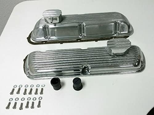 Finned Aluminum Valve Cover W/Breather Kit, Compatible with SBF V8 260 289 302 351W