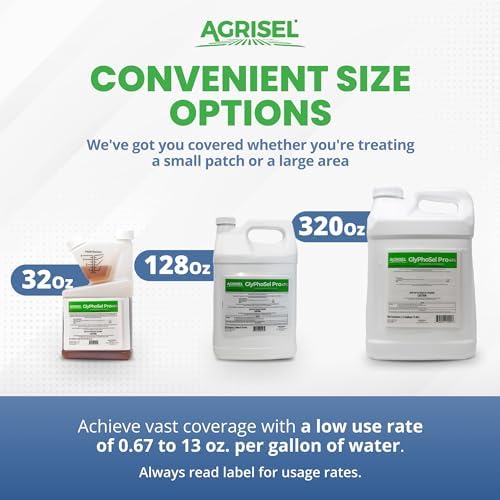 Agrisel GlyPhoSel Pro Weed Killer, Easy Mixing, Pet Safe, 128 Ounces | Tackles Hard-to-Kill Weeds, Low-Odor