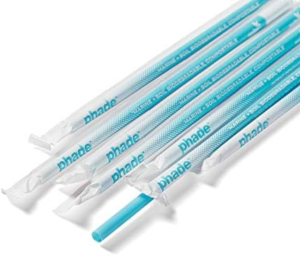 phade Phade 7.75 inch Jumbo Compostable Biodegradable Eco Straws,375 Count,Individually Wrapped,For Cold Drinks Only