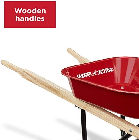 Radio Flyer Classic Kids Wheelbarrow, For Kids 3+, Seamless Steel Tray with No-Scratch Edges, Real Wooden Handles, Durable Front Wheel