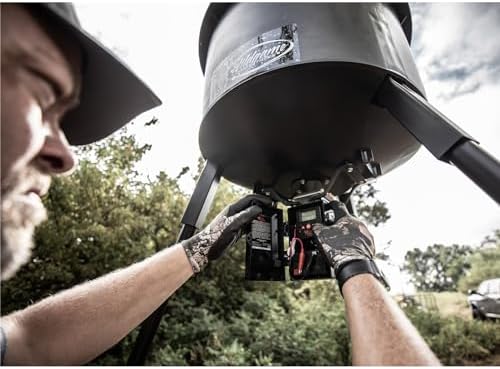 Wildgame Innovations Quick-Set 270 lb Game Feeder | Durable tripod Corn/Pellet hunting feeder, digital timer, 1-4 available feed times & 30-feet radius