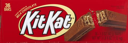 KIT KAT Milk Chocolate Wafer Candy Bars, 1.5 oz, 36 ct | Crisp Wafers Covered in Milk Chocolate, Kosher, Individually Wrapped Chocolate Candy for Lunch Boxes and Sharing, 36 ct