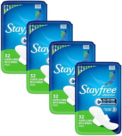Stayfree Ultra Thin Super Long Pads with Wings For Women, Reliable Protection and Absorbency of Feminine Moisture, Leaks and Periods