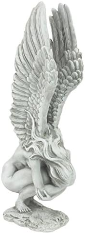 Design Toscano Remembrance and Redemption Angel Religious Indoor/Outdoor Garden Statue, From Base to Top of the Wings Nearly 3 feet tall! Tall, Cast Stone Resin, Antique Stone Finish