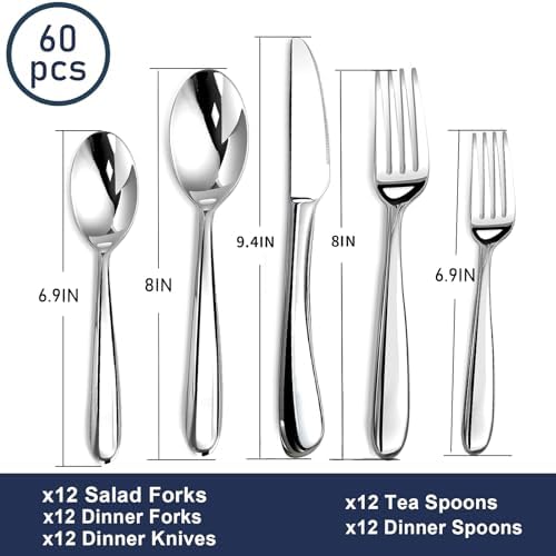 Silverware Set for 8, 40 Piece Stainless Steel Flatware Utensil Cutlery Set
